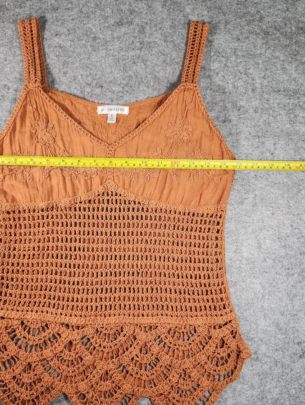 Roommates Romantic Rust Crochet Cotton Camisole Tank Top Size Small - Picture 6 of 9